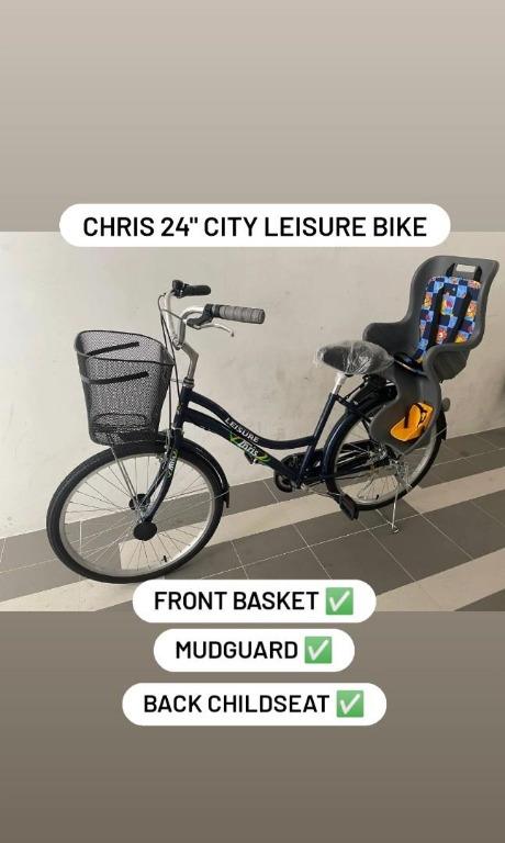FREE DELIVERY 24 Chris Ladies Leisure City Bike with pre installed accessories such as mudguard front basket rear back carrier and rear back Taiwan made XL childseat Sports Equipment Bicycles Parts Bi...