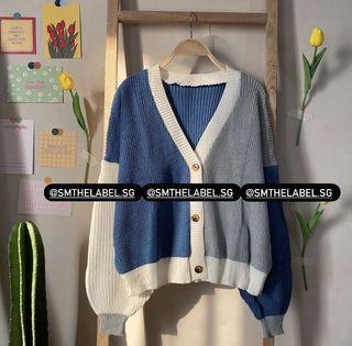 Harley Oversized Knit Cardigan in Space Blue (fits up to XXL)
