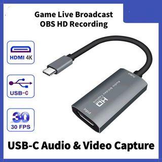 [with Freebie] HDMI to Type-C/USB HD video Audio Capture Card / Box Mobile Game Mobile Game Live OBS Game Collector USB/USB-C to HDMI HD Video Audio Capture Card with 2m Cables-like Product, for Gaming OBS Live Broadcasting Recording