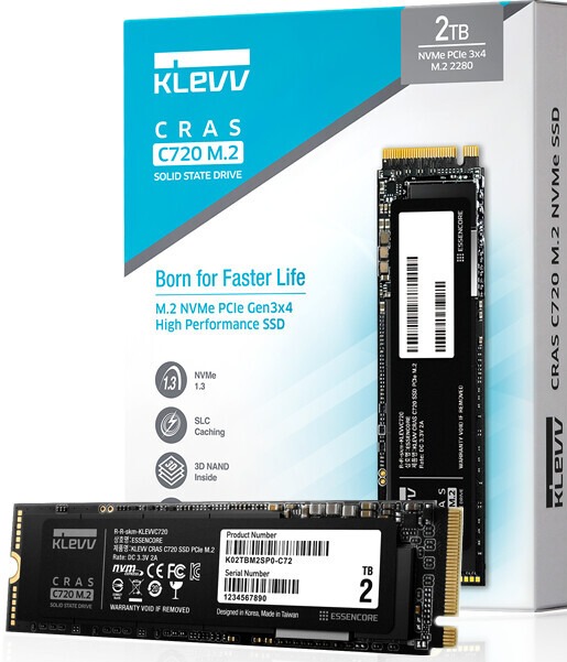 Klevv Cras C720 512GB/1TB SSD PCIe Gen3x4 w/DRAM buffer, Computers