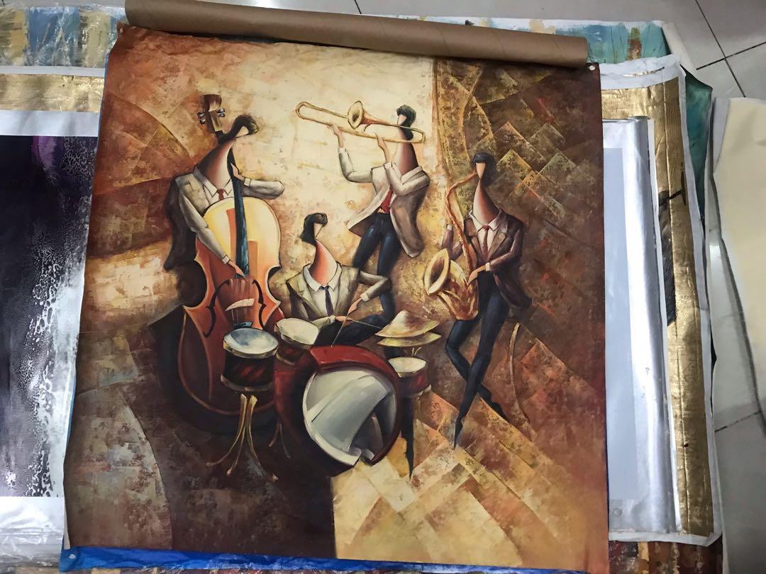 LARGE MUSICIANS ART (Category: Art & Prints) located in Manila. Submitted by stringkits (Listing ID 1115504347, Image 1). Description: Size: 88cm x 88cm musicians Location Ortigas Anonymous artist #9sweldo .