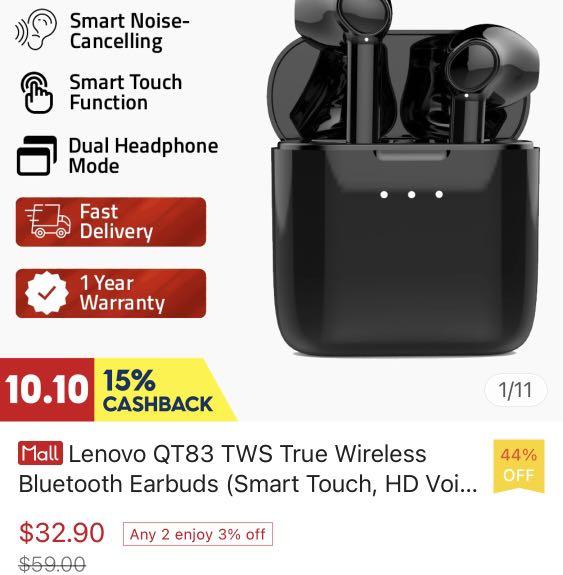 Lenovo qt83 hotsell tws review