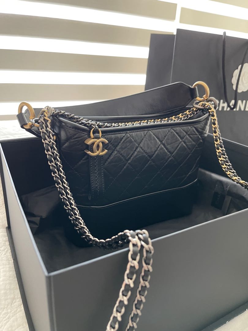Chanel Black Aged Calfskin Quilted Charms Small Gabrielle Bag by WP  Diamonds  myGemma Item 105534