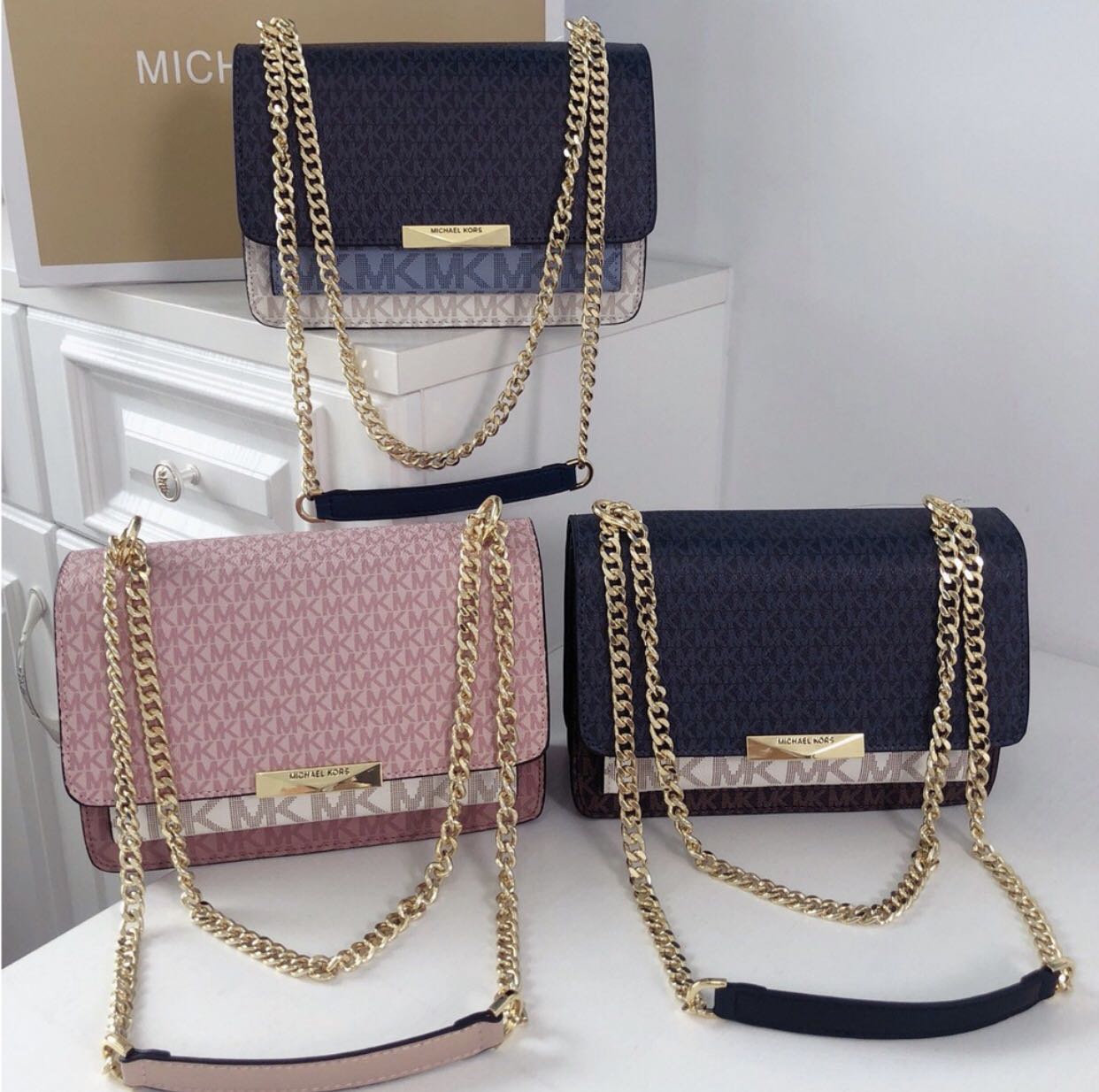 Michael Kors 013 gold chain sling bag Luxury Bags Wallets on