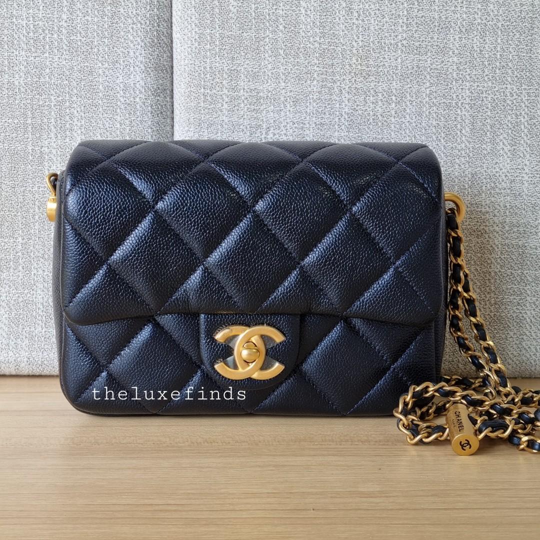 🦄💖Chanel 21K My Perfect Mini Flap Bag (Iridescent Black, Caviar)  (Non-nego)