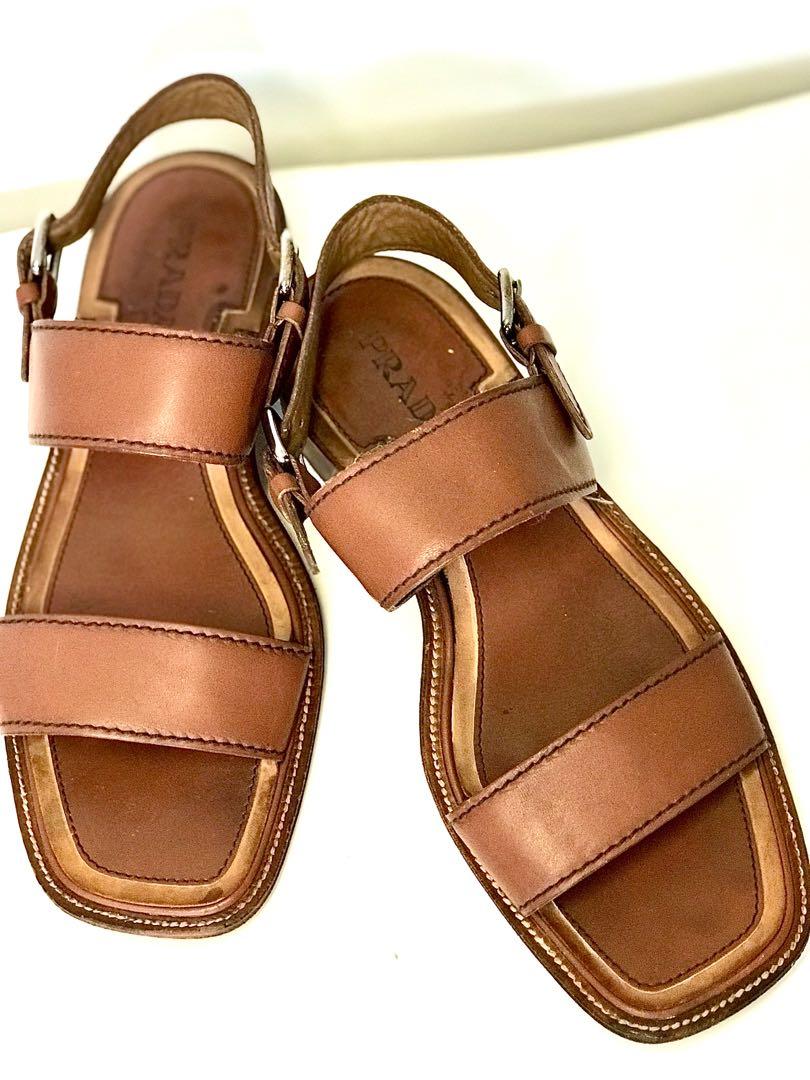 Leather sandal Prada Black size 40 EU in Leather - 43169811