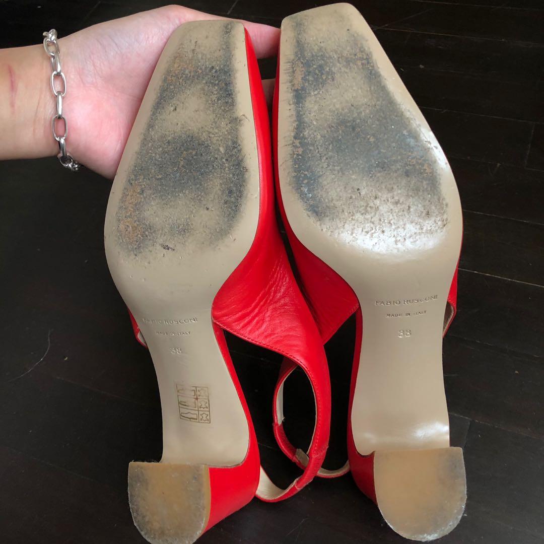 Red leather slingback heels