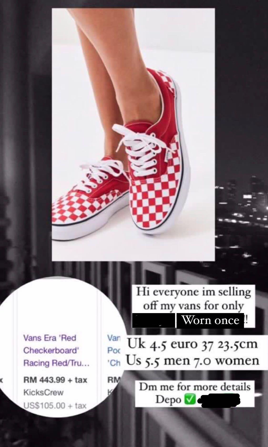 Dag Ret Kammer Vans era red checkerboard, Women's Fashion, Shoes on Carousell