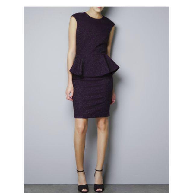 XS Zara Peplum Dress, Women's Fashion, Dresses & Sets, Dresses on Carousell