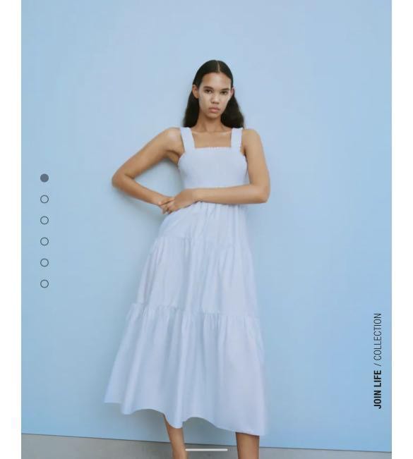 zara pink poplin midi dress