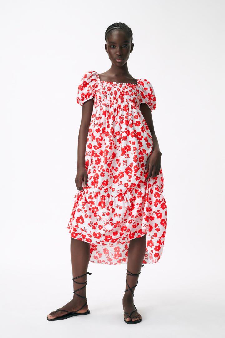 Zara printed poplin dress 2025