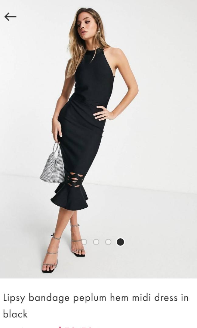 Asos Fishtail Bodycon Halter Dress Black Women s Fashion Dresses Sets Dresses on Carousell