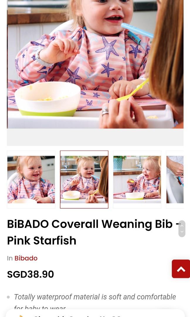 BIBaDO BLW Baby Led Weaning Bib Feeding Coverall Straps To Any Highchair Yellow 