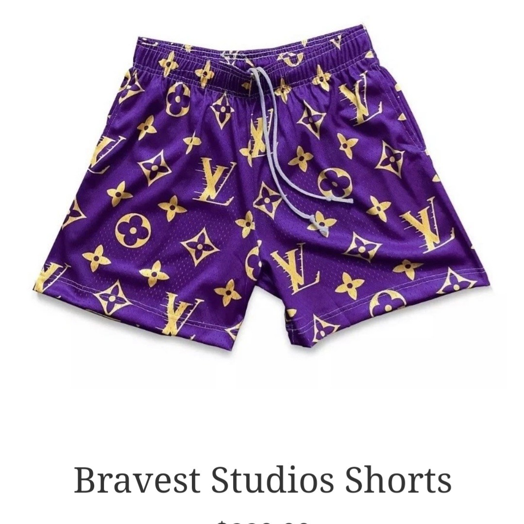 BRAVEST STUDIOS LV LAKERS SHORTS, SIZE MEDIUM, BRAND