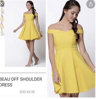 The Graces Beau off shoulder Bridesmaid Dress in Yellow (Size S)
