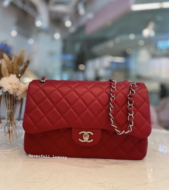 Chanel Classic Jumbo Double Flap Pearly Red Caviar Shw Bag, Luxury, Bags &  Wallets on Carousell