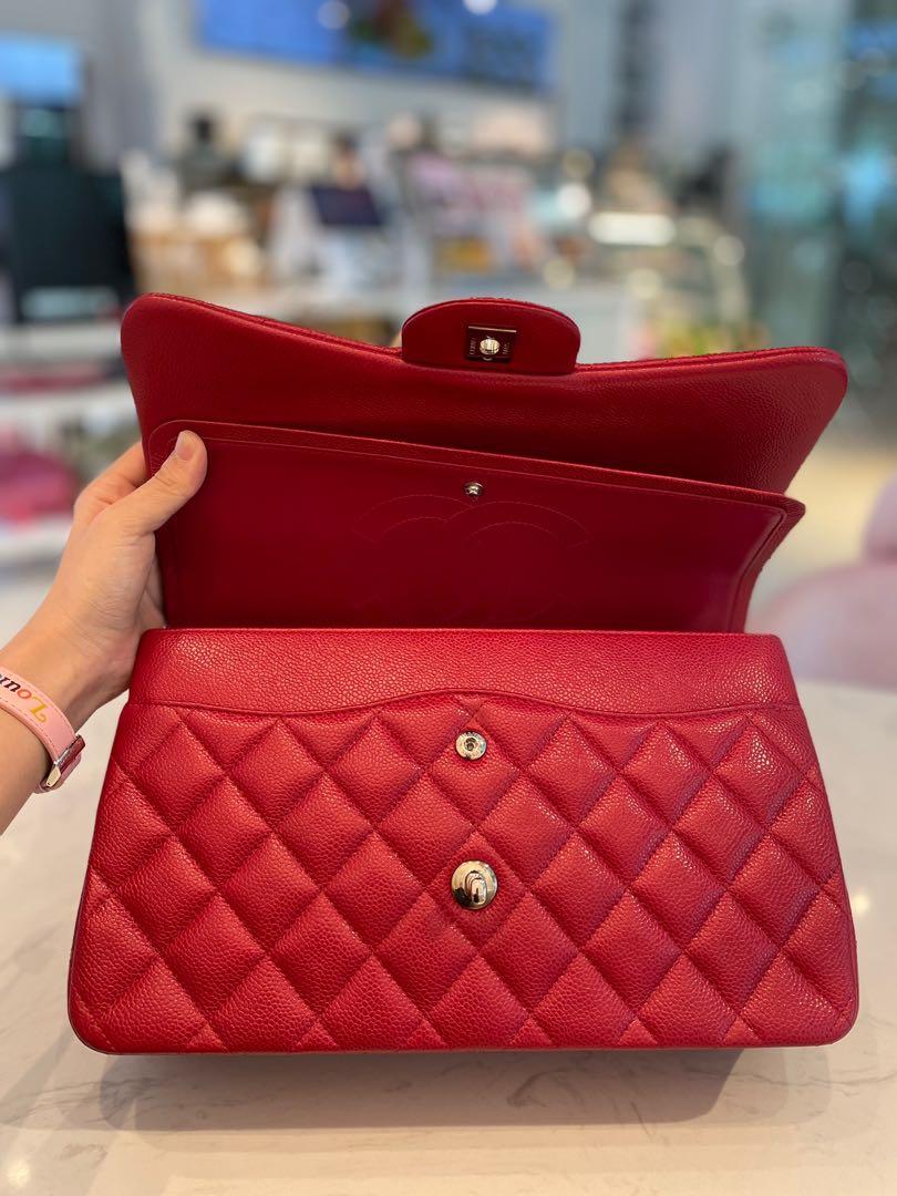 10C Chanel Red Caviar Jumbo Classic Flap Bag SHW – Boutique Patina