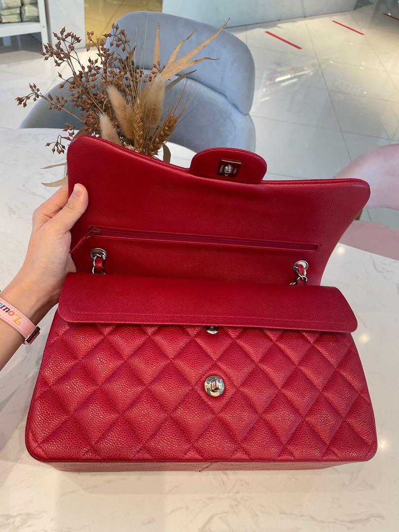 10C Chanel Red Caviar Jumbo Classic Flap Bag SHW – Boutique Patina