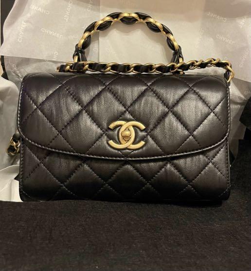 Chanel Mini Flap Bag with Top handle AS2477 Black 罕有香奈兒小包, 名牌, 手袋及銀包-  Carousell