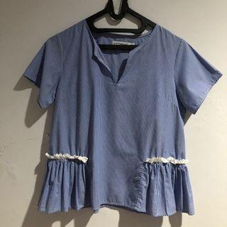 Cotton Ink Blue Stripe Blouse