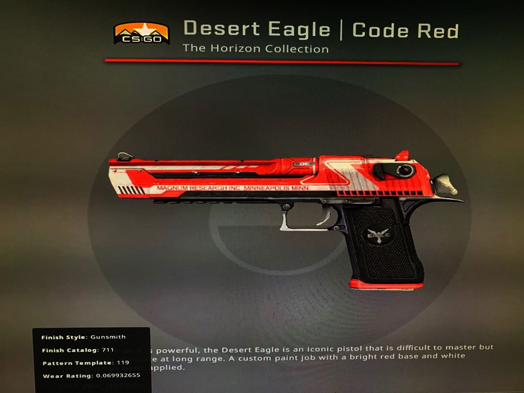 75% market price; Csgo Desert Eagle | Code Red (Well-Worn) + 4 Foil stickers