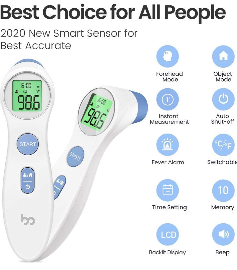 FEMOMETER Infrared Forehead Thermometer, Health & Nutrition