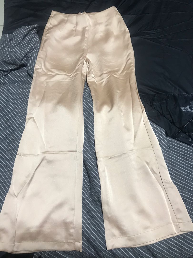 flare pants in nude, Women's Fashion 