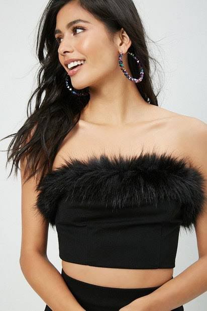 Faux fur tube top store