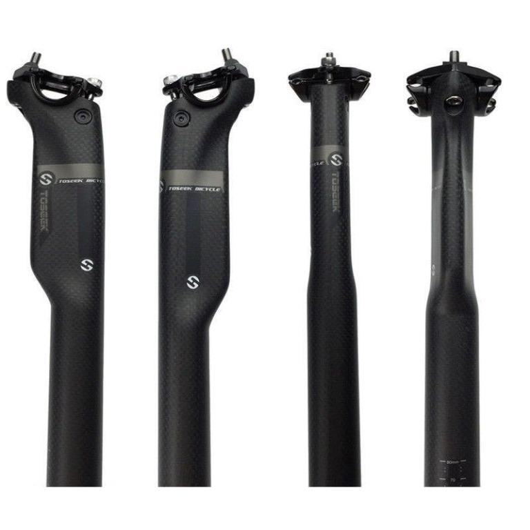 thumbnail image 2 of TOSEEK Carbon Fiber Seatpost – 27.2 / 30.8 / 31.6mm – MTB Road Bike – T800 Carbon, Black, 210g 2 of 6