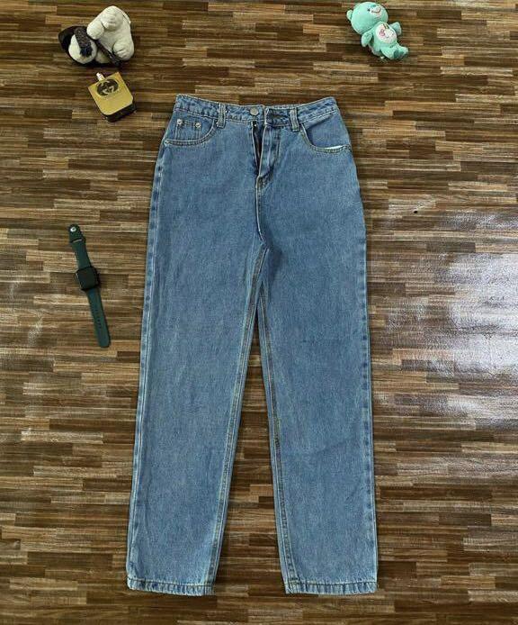 Highwaist Mom Jeans, Fesyen Wanita 