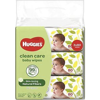 HUGGIES clean care baby wipes 3x80s