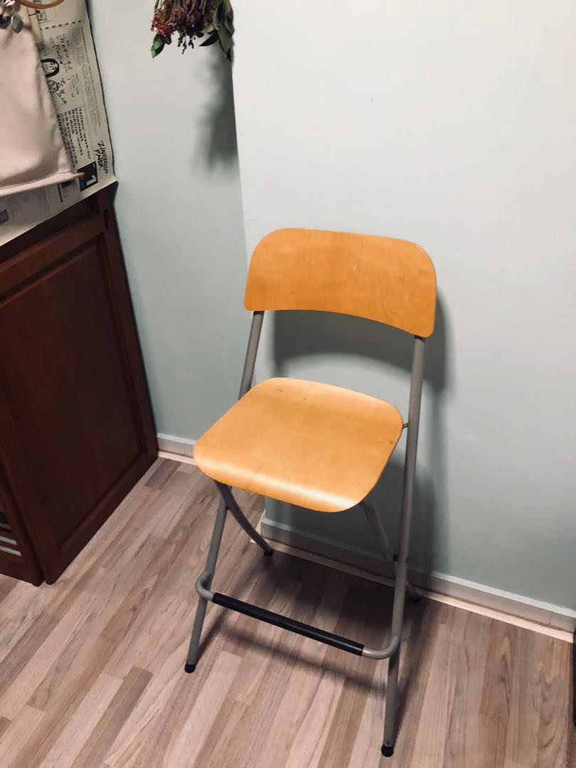 IKEA Bar Stool with back rest (foldable), Furniture & Home Living