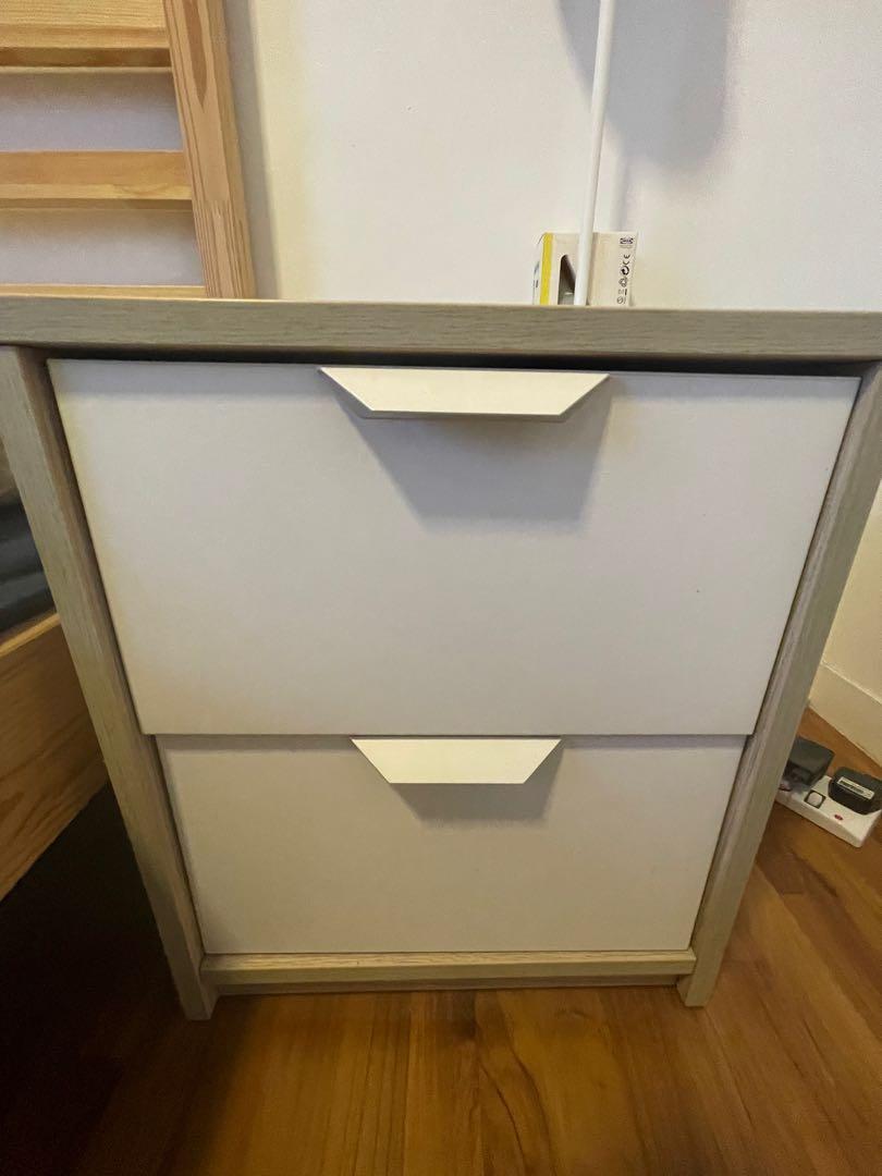 IKEA drawers ASKVOLL nightstand 2 drawers, Furniture & Home Living, Furniture, Shelves