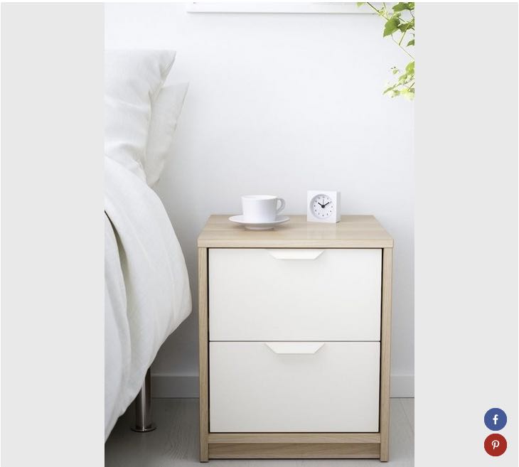 IKEA drawers ASKVOLL nightstand 2 drawers, Furniture & Home Living, Furniture, Shelves