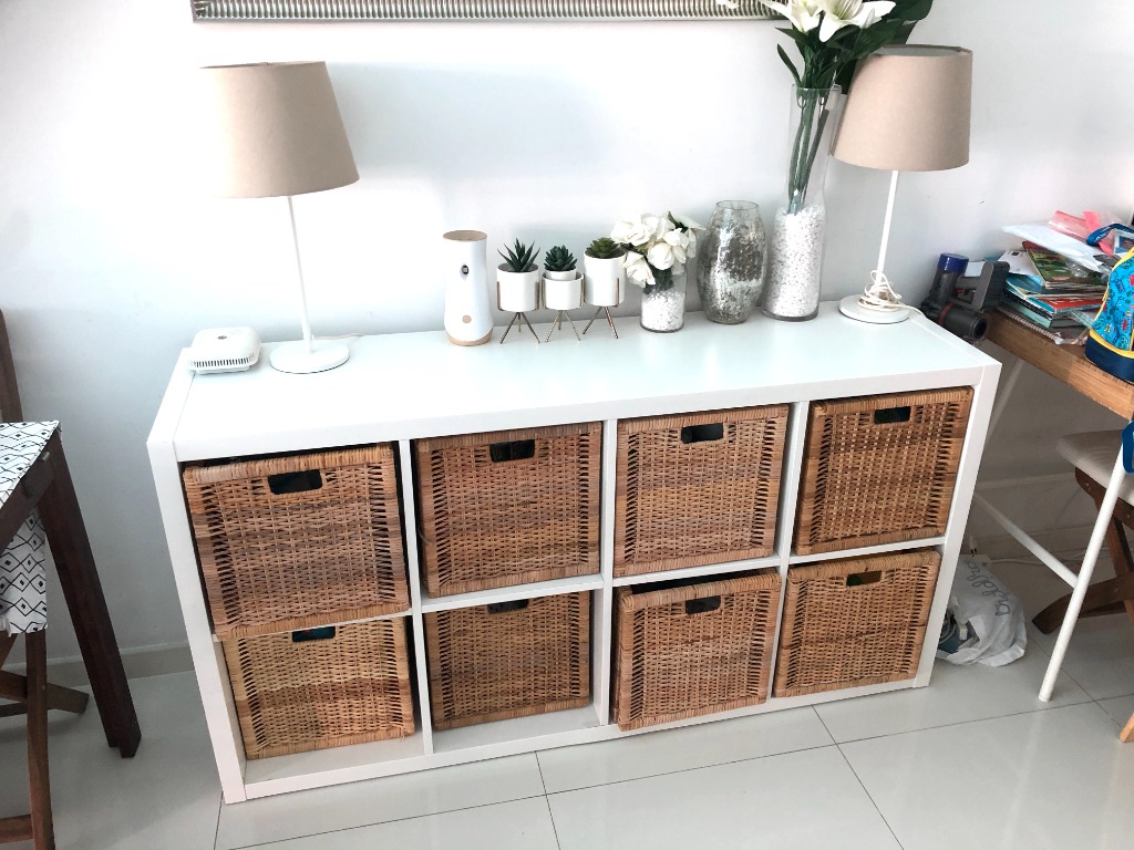 IKEA Kallax Storage with Wicker Boxes, Furniture & Home Living