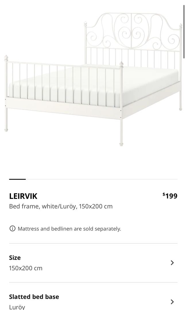 IKEA Leirvik bed frame queen size, Furniture & Home Living, Furniture