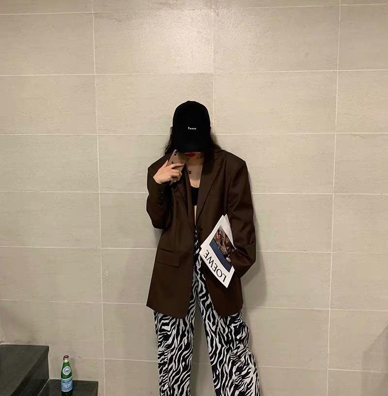 instock unisex Ulzzang coffe brown oversized blazer Korean oversized jacket oversized outerwear sweater Women s Fashion Coats Jackets and Outerwear on Carousell
