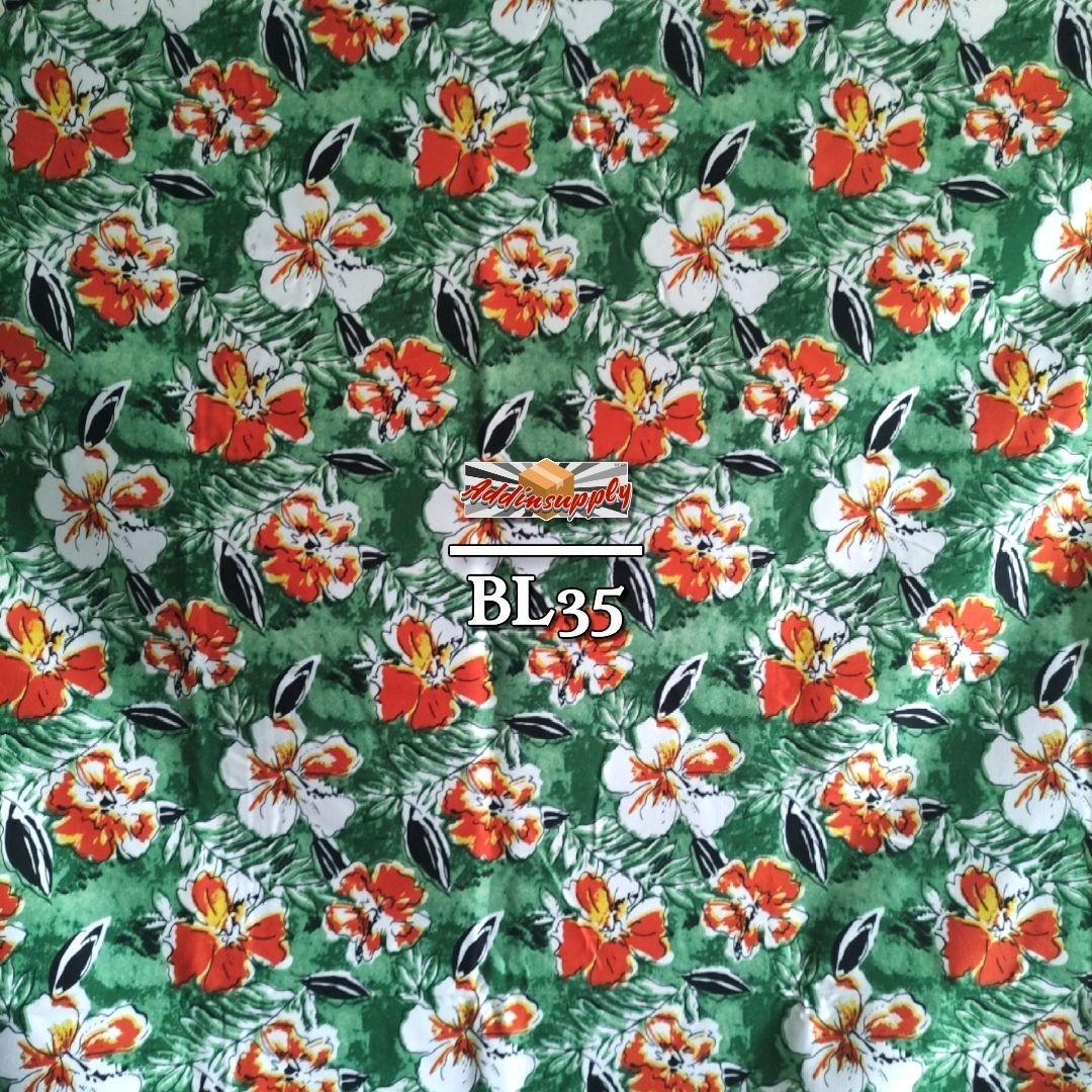 Kain Batik Hijau Corak Floral Bunga Raya Hibiscus BL35 ( 02 March 2022