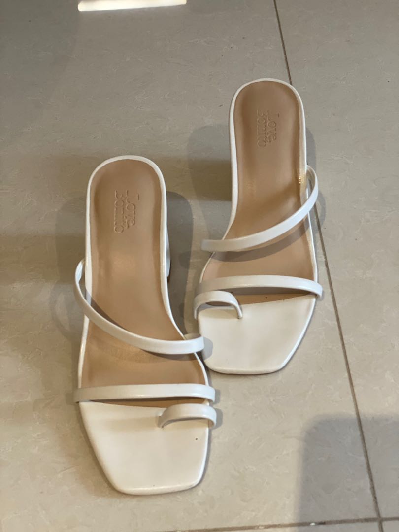 Love bonito block heel sandals 35 White, Women's Fashion, Footwear ...