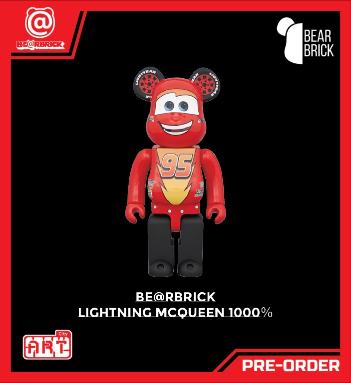 Medicom - Bearbrick - Lighting McQueen - 1000%, Hobbies & Toys