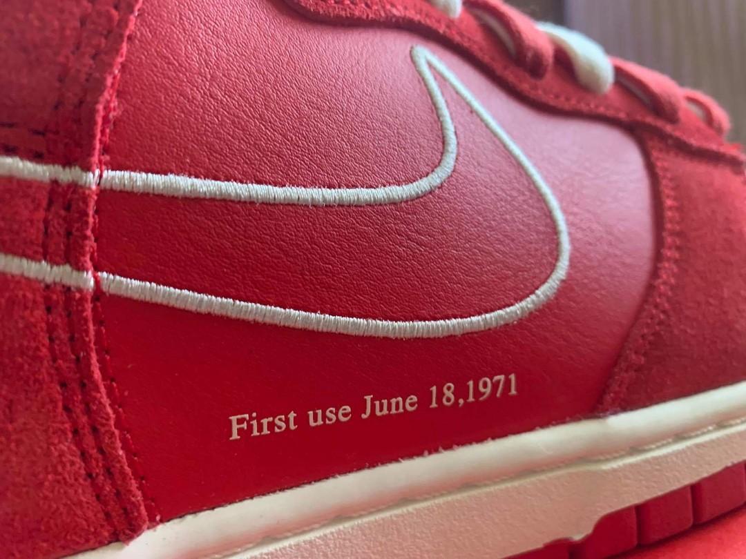 Nike Dunk High University Red (First Use June 18,1971), Men's Fashion ...
