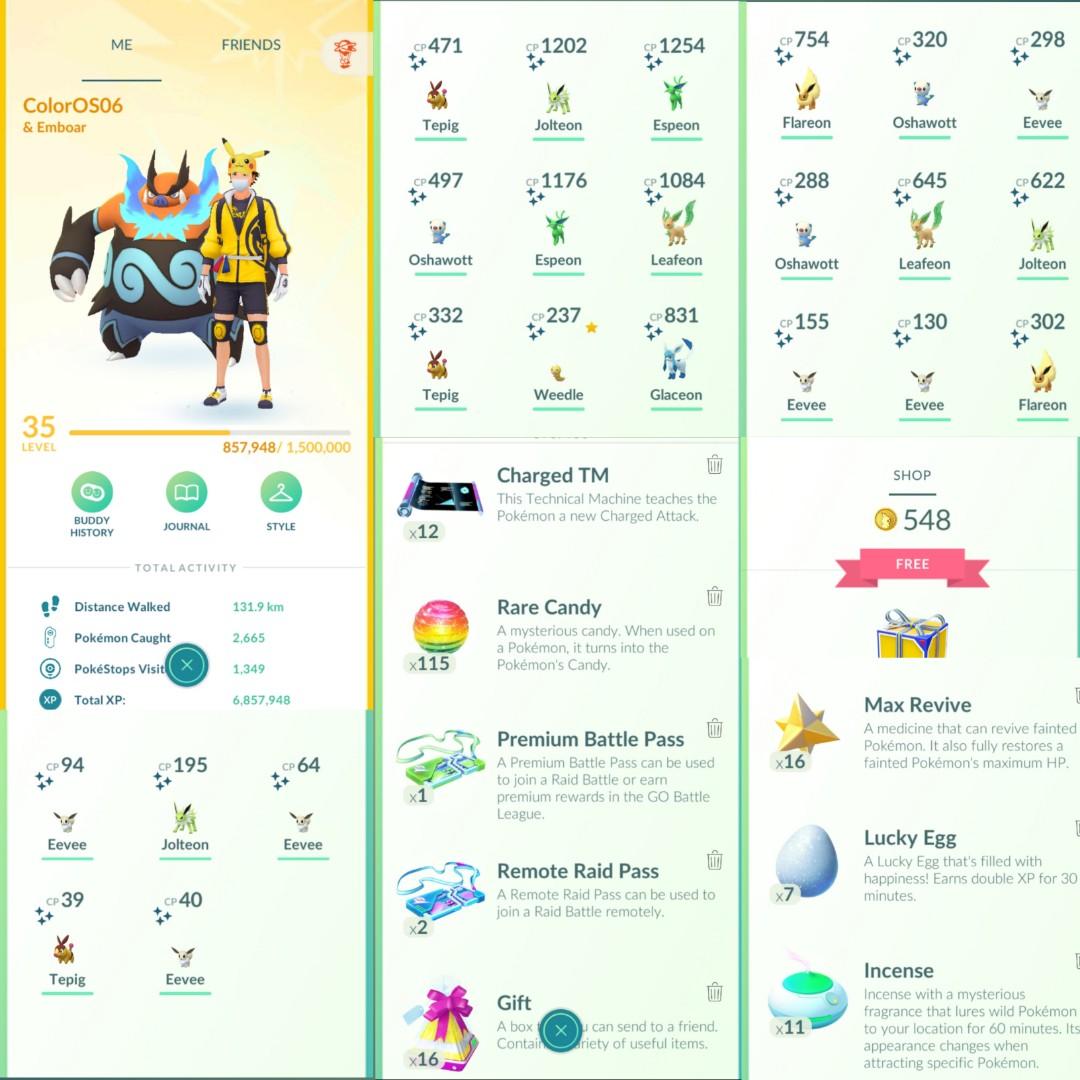 Pokemon Go Account Level 35 With 50 Shiny And 1 Leegndary Mewtwo And 548 Pogo Coins And 549 000 Stardust Video Gaming Video Games Others On Carousell