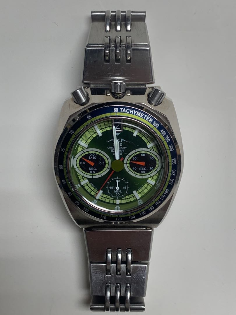 Seiko ALBA AKA Bullhead Chronograph watch V657 6080 military green 