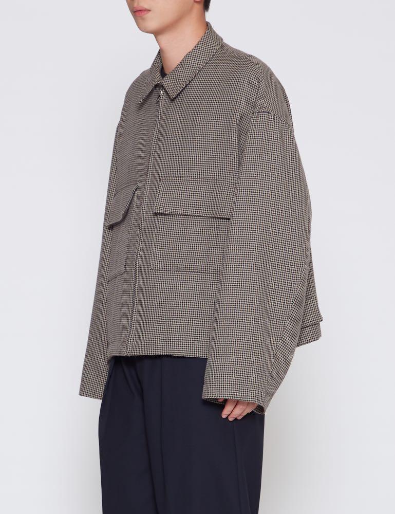 stein Beige Check Over Sleeve Zip Jacket, 男裝, 外套及戶外衣服