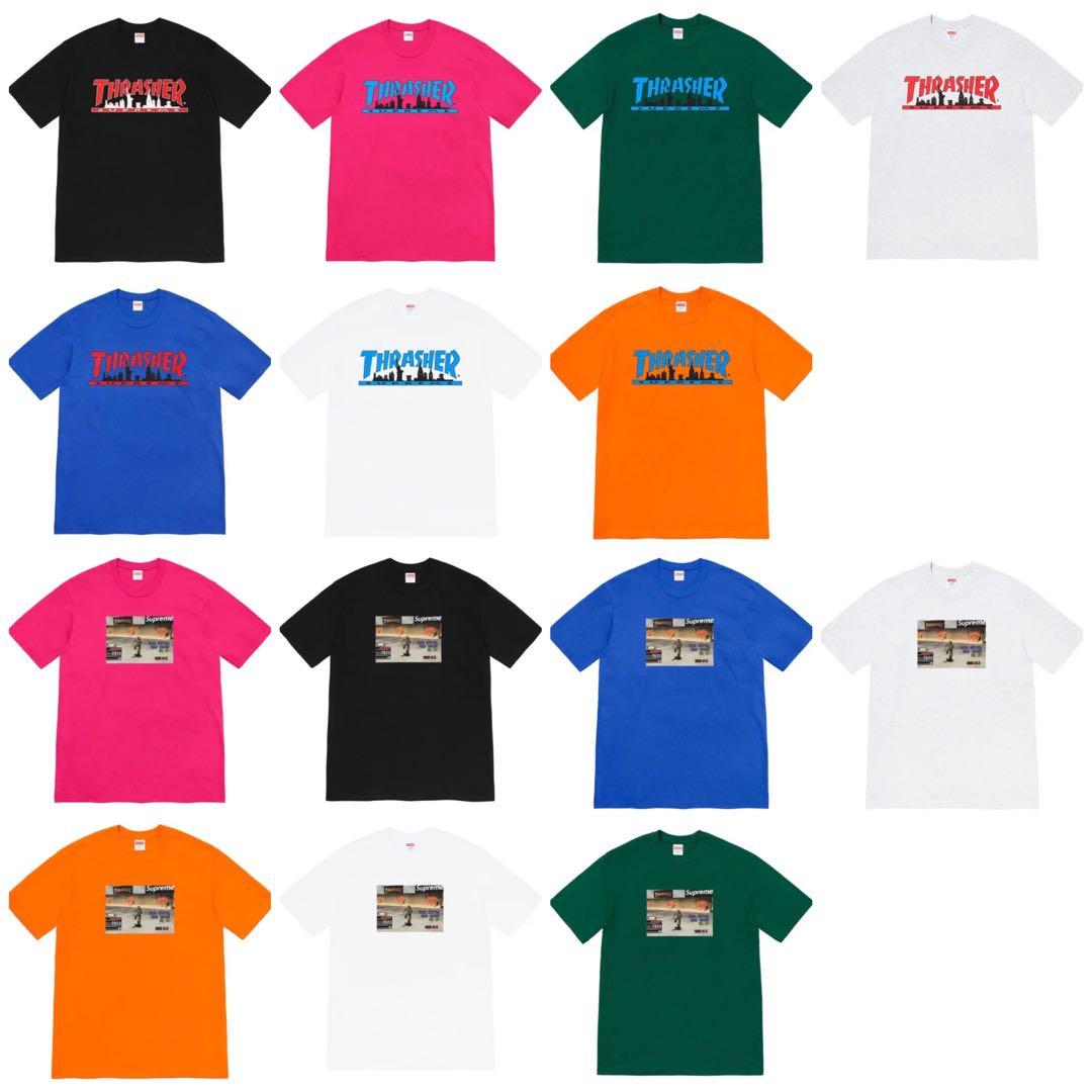 Supreme thrasher skyline tee game tee, Men's Fashion, Tops & Sets