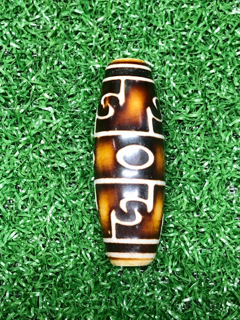 874 天珠 triple eyed dzi with diamond ！