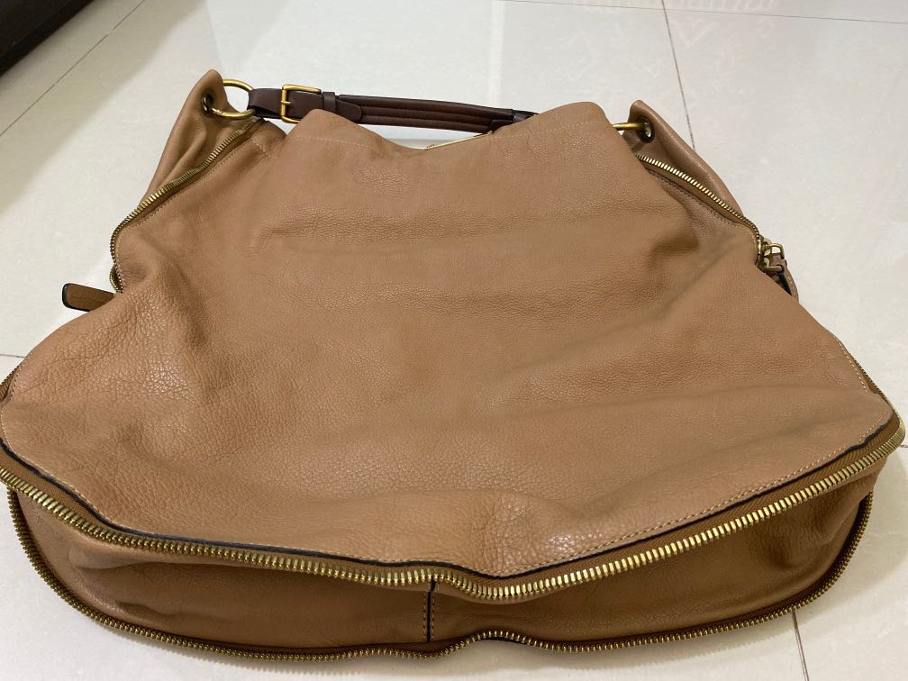 Vintage Marin Hobo Shoulder Bag Brown with Smooth Zip Around Large