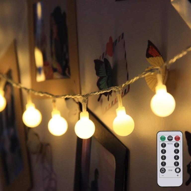 LED String Lights 33ft/10m 100Leds Ball Fairy Light Battery Powered with Remote 