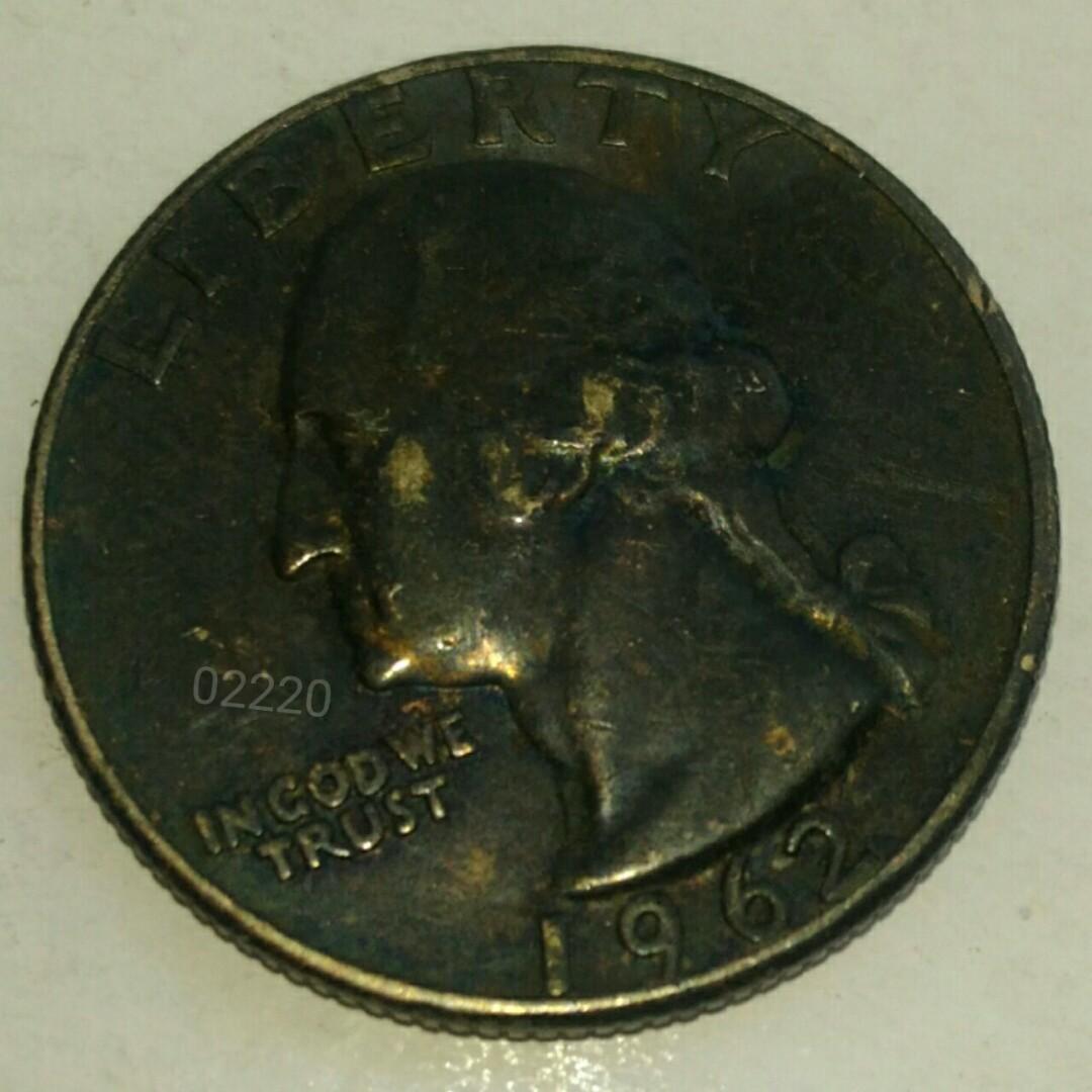 1962美國25美分銀幣，美國25美分硬幣，美國銀幣，銀幣，收藏錢幣，錢幣，幣，紀念幣~1962年美國25美分硬幣, 書籍、休閒與玩具, 收藏、紀念品,  錢幣、紙鈔在旋轉拍賣