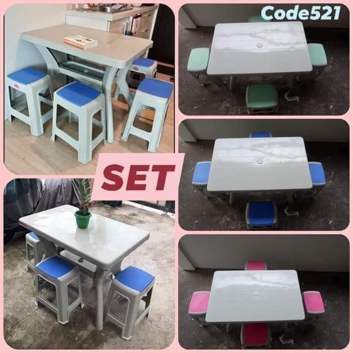 4 Seater Monoblock Plastic Table and Chair, Furniture & Home Living
